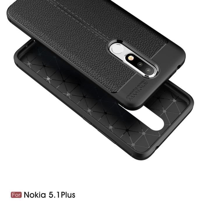Bild 3, Nokia 5.1 Plus - Litchi läderskal - Svart
