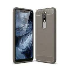 Nokia 5.1 Plus - Brushed TPU Skal - Gr&aring;