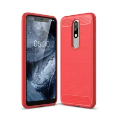 Nokia 5.1 Plus - Brushed TPU Skal - R&ouml;d