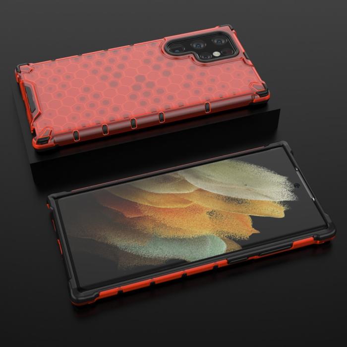Bild 3, Samsung Galaxy S22 Ultra Skal Armor Honeycomb Röd