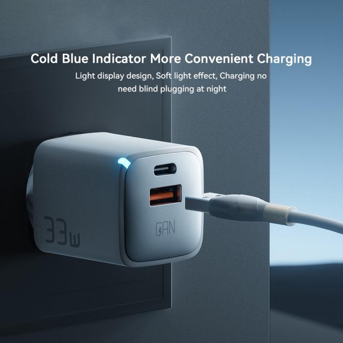 Bild 6, ESSAGER 33W GaN USB-C/USB-A Snabbladdare Vit