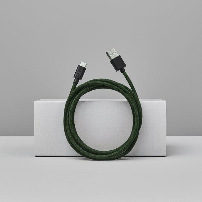 Bild 4, Smartline 2m 3A USB-C Fuzzy Laddningskabel Grön