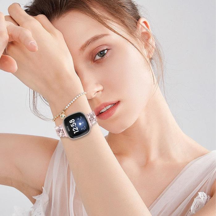 Bild 5, Fitbit Versa 4/Sense 2 Armband Metall Bling Rosa