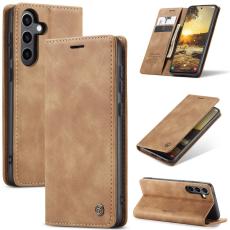 CASEME Galaxy S25 Fodral Flip Retro L&auml;der Brun