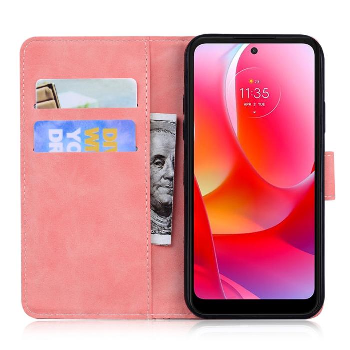 Bild 4, Motorola Moto G71 Fodral Skin Touch Läder Ljus Rosa