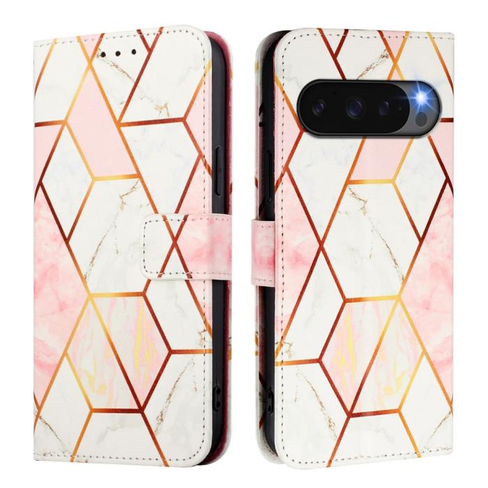 Bild 2, Google Pixel 10/10 Pro / 9/9 Pro Fodral Marmor Rosa / Vit