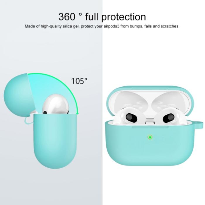 Bild 2, AirPods 3 Skal Silikon Med Krok Cyan