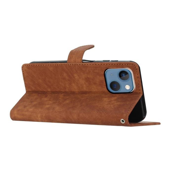 Bild 2, iPhone 15 Plus Fodral Skin Touch Läder Brun