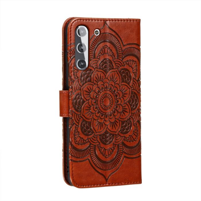 Bild 3, Samsung Galaxy S21 - Mandala Läder Fodral - Brun