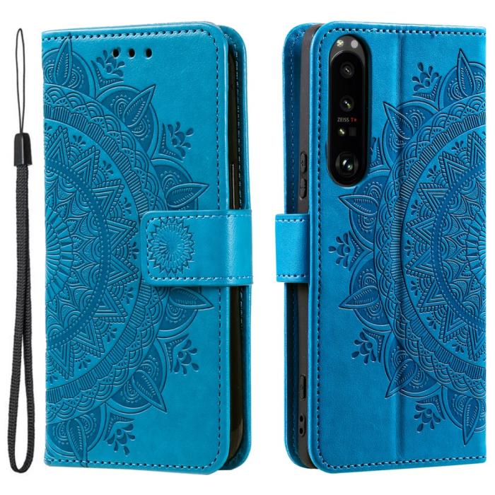Bild 1, Sony Xperia 1 V Fodral Mandala Läder Blå