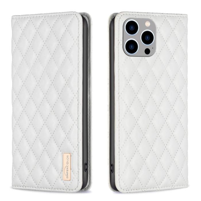 Bild 1, iPhone 15 Pro Max Fodral Diamond Flip Läder Vit