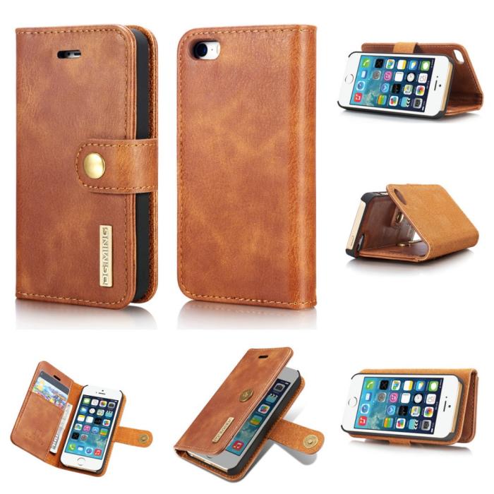 Bild 1, iPhone 5/5S/SE 2016 - DG.MING 2in1 Magnet Fodral - Brun