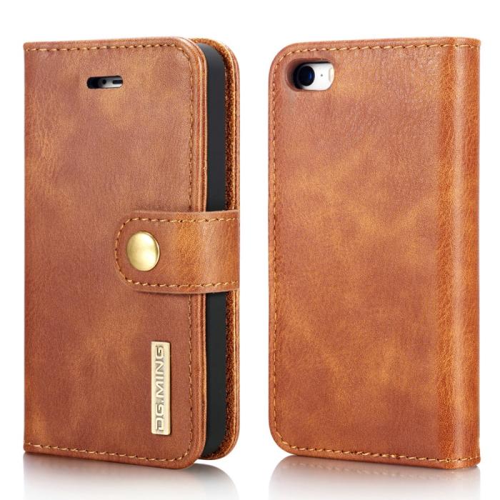 Bild 2, iPhone 5/5S/SE 2016 - DG.MING 2in1 Magnet Fodral - Brun