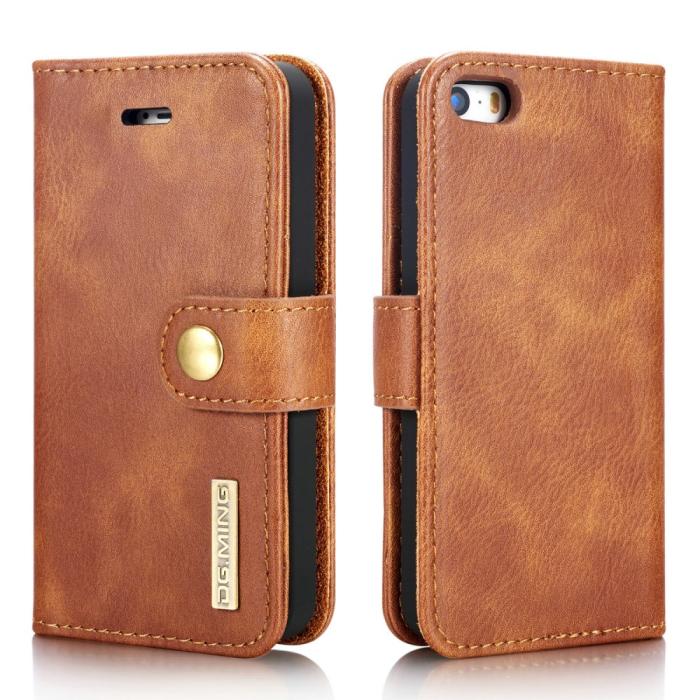 Bild 3, iPhone 5/5S/SE 2016 - DG.MING 2in1 Magnet Fodral - Brun