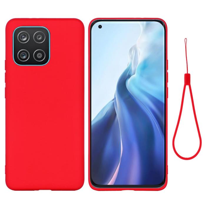 Bild 1, Samsung Galaxy A03 Skal Liquid Silikon Med Strap Röd