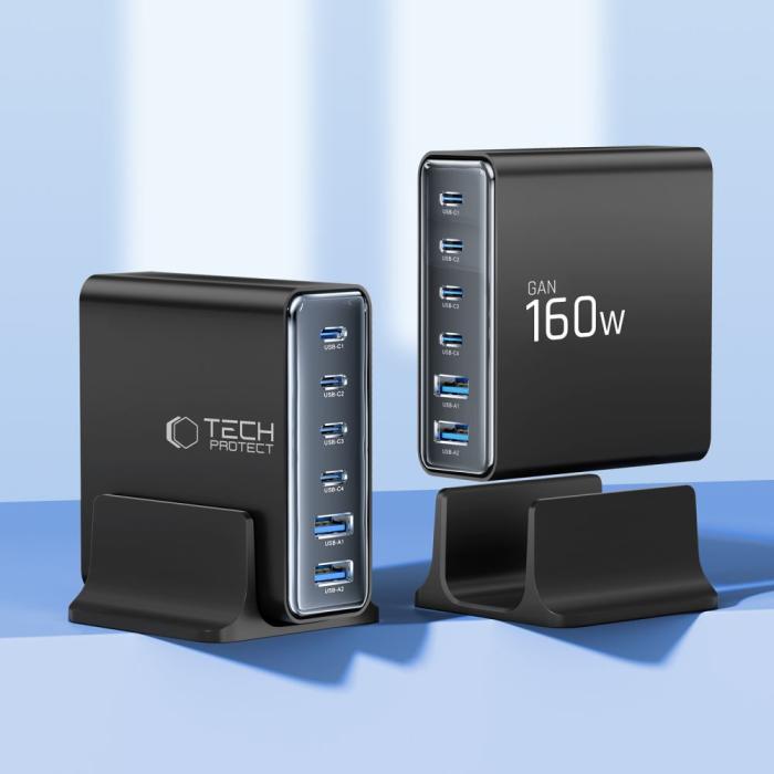 Bild 3, Tech-Protect 160W Laddstation USB-C / USB-A Svart