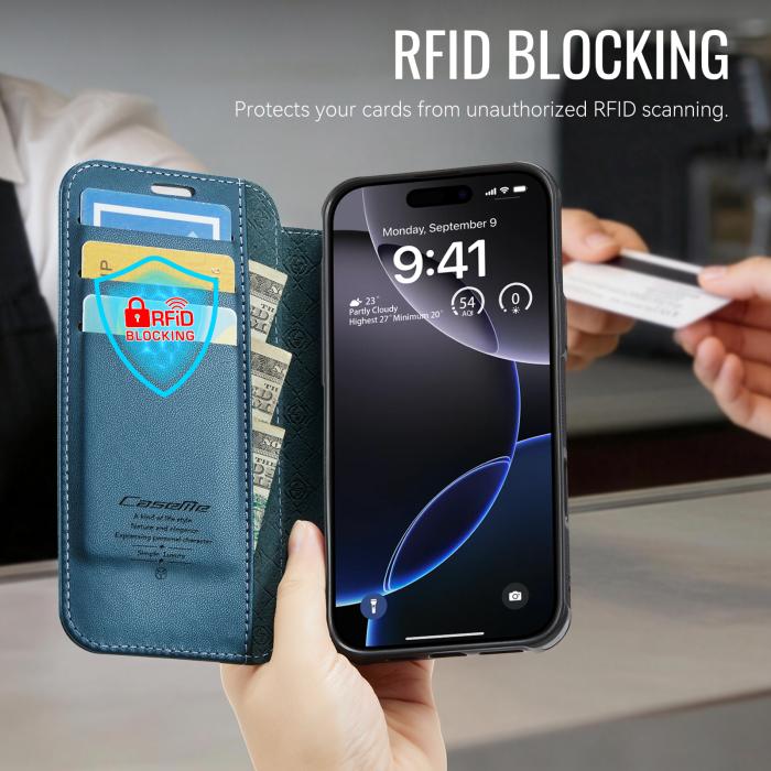 Bild 4, CASEME iPhone 16 Pro Skal RFID Plånbok Blå