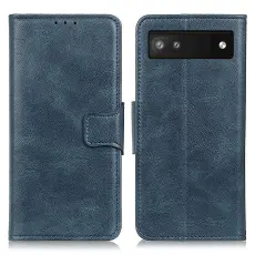 Google Pixel 6A Fodral Crazy Horse Läder Blå