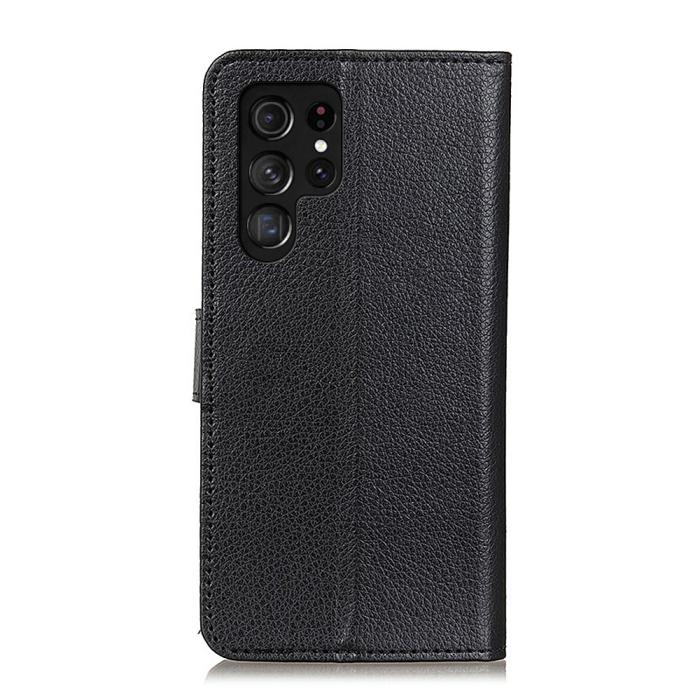 Bild 3, Samsung Galaxy S22 Ultra Fodral Litchi Läder Svart