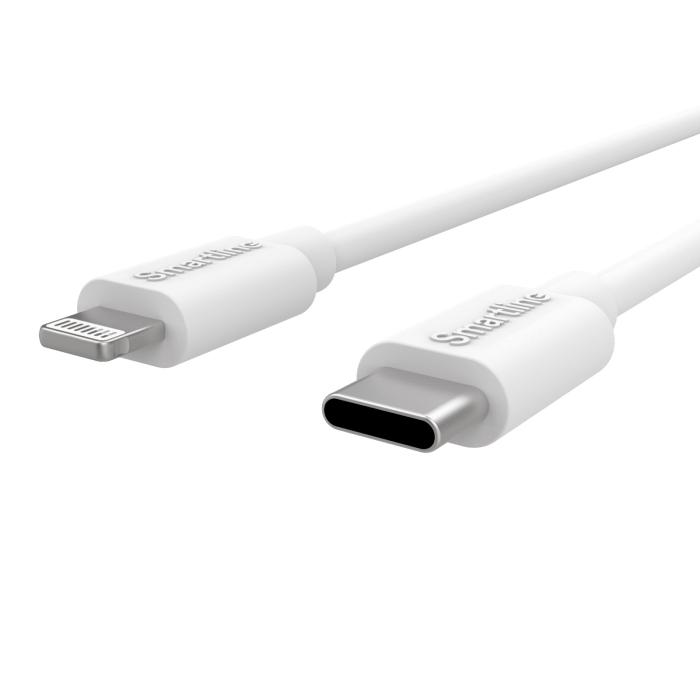 Bild 2, Smartline 1m USB-C - Lightning MFi Laddningskabel Vit