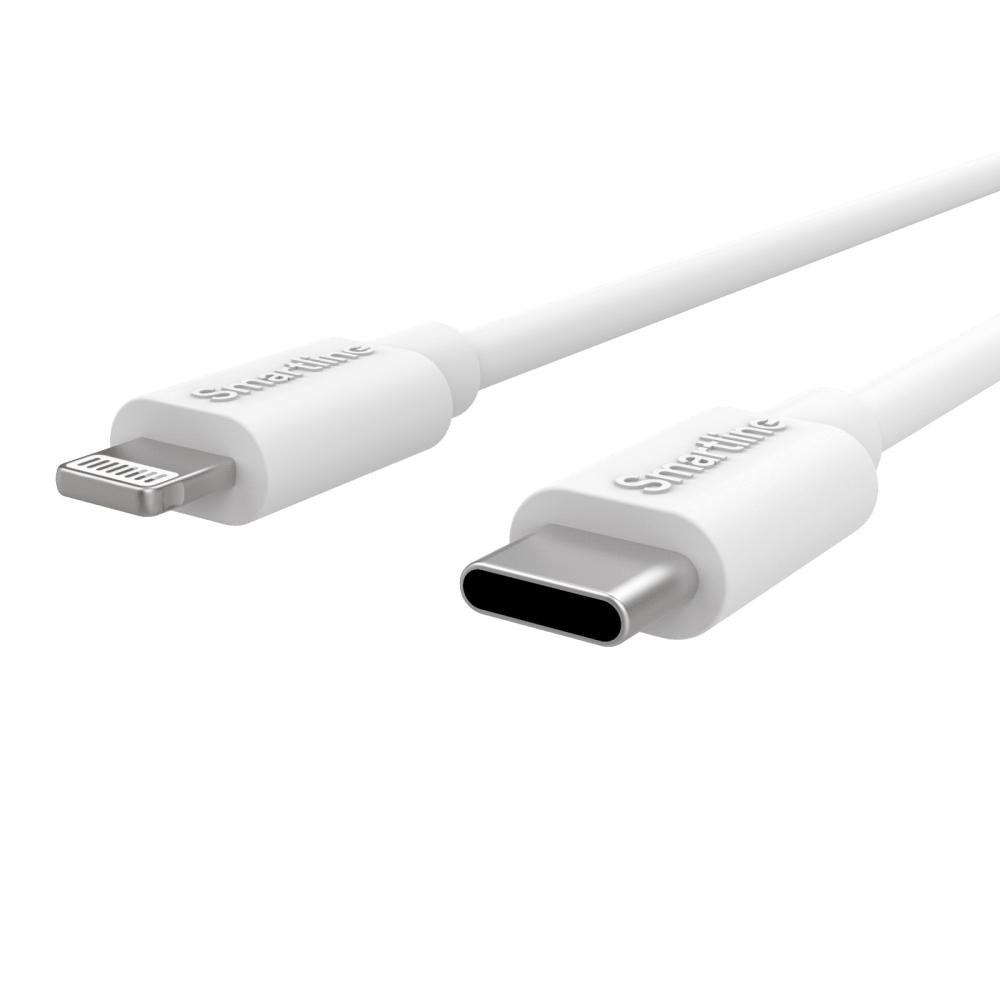 Smartline 1m USB-C - Lightning MFi Laddningskabel Vit