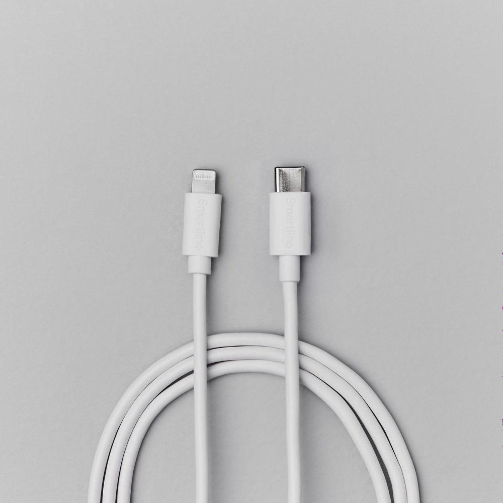 Smartline 1m USB-C - Lightning MFi Laddningskabel Vit