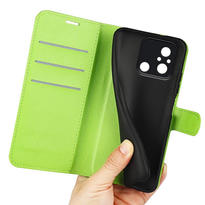 Bild 4, Xiaomi Redmi 12C 4G Fodral Litchi Läder Grön