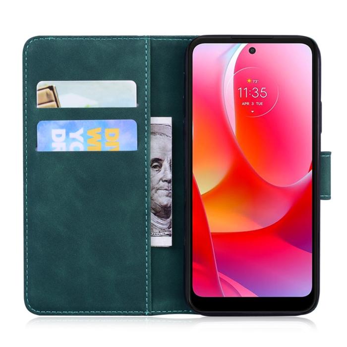Bild 4, Motorola Moto G71 Fodral Skin Touch Läder Mörk Grön