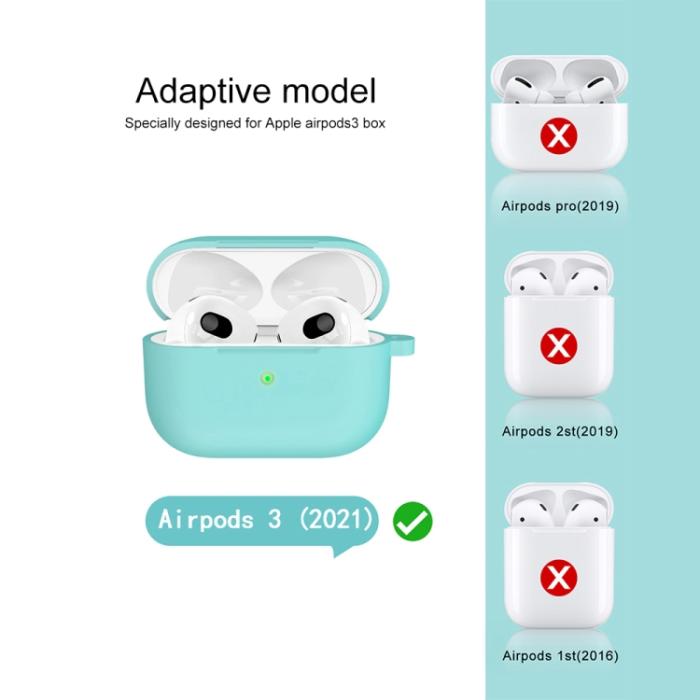 Bild 5, AirPods 3 Skal Silikon Med Krok Cyan
