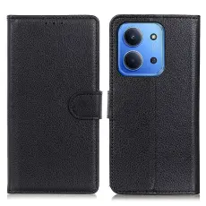 Xiaomi Redmi 15C Fodral Litchi L&auml;der Svart