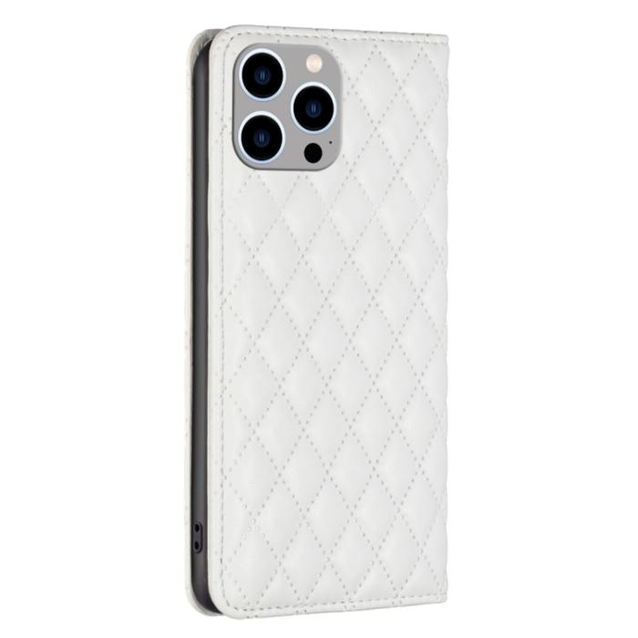 Bild 3, iPhone 15 Pro Max Fodral Diamond Flip Läder Vit