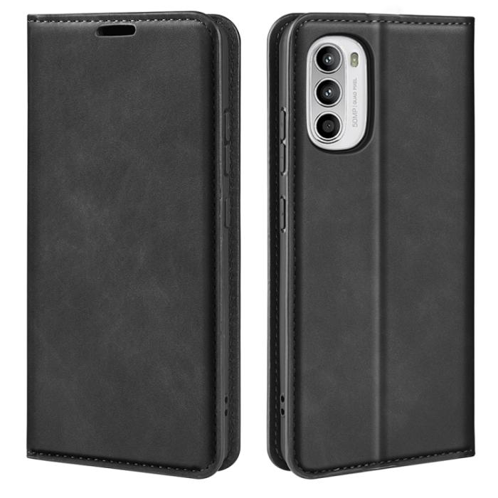 Bild 1, Motorola Moto G52/G82 Fodral Flip Retro Läder Svart