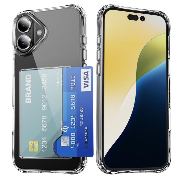 Bild 1, iPhone 16 Plus Skal Med Kortfack TPU Transparent