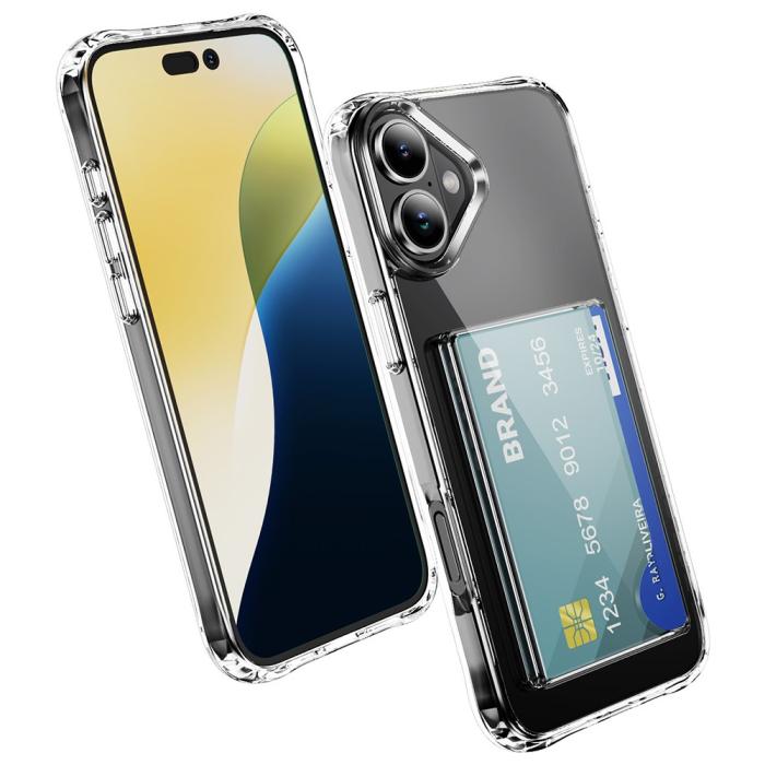 Bild 2, iPhone 16 Plus Skal Med Kortfack TPU Transparent
