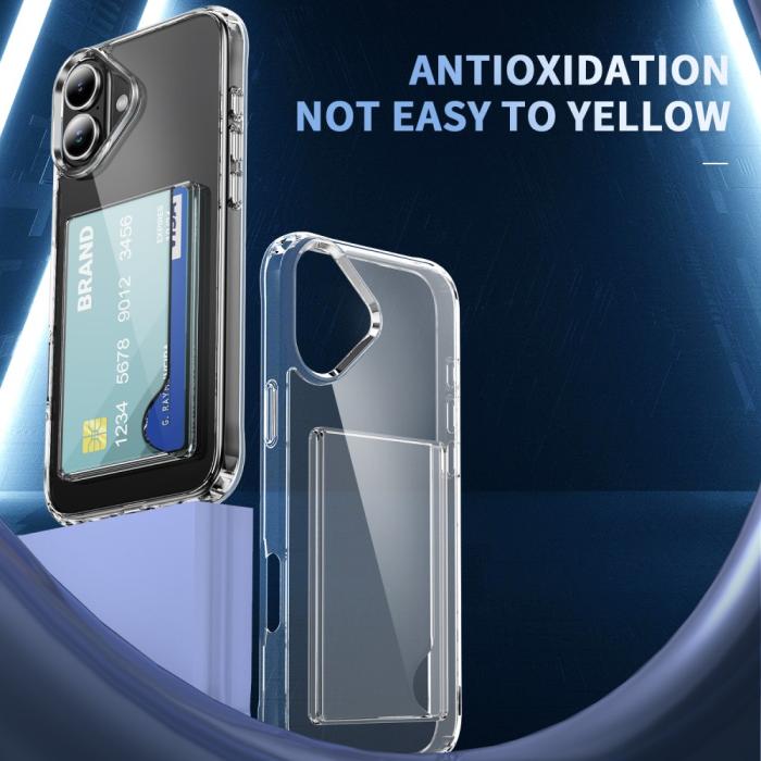Bild 4, iPhone 16 Plus Skal Med Kortfack TPU Transparent