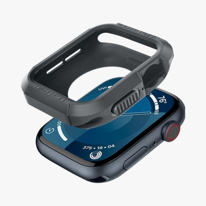 Bild 5, Spigen Apple Watch 44/45 mm Skal Rugged Armor Mörk Grå