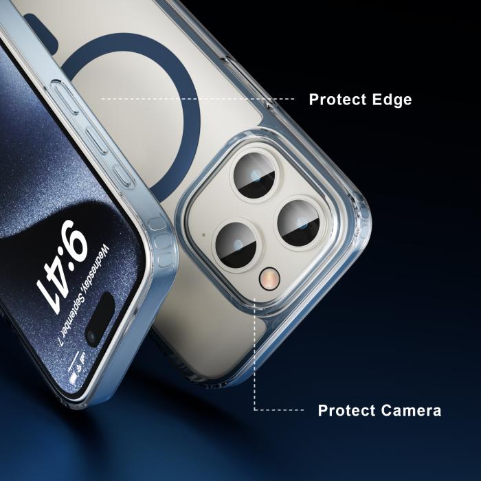 Bild 6, ColorPop iPhone 15 Pro Skal CH MagSafe Transparent/Ljus Blå