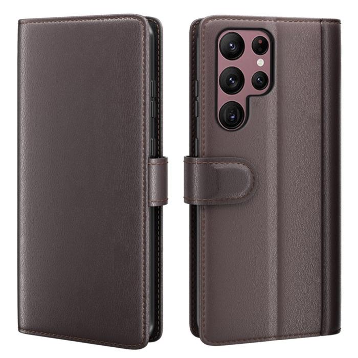 Bild 1, Samsung Galaxy S23 Ultra Fodral Premium Äkta Läder Brun