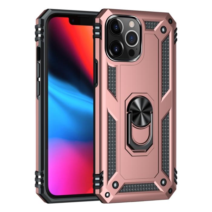 Bild 2, iPhone 14 Pro Max Skal Shockproof Hybrid Ring Roséguld
