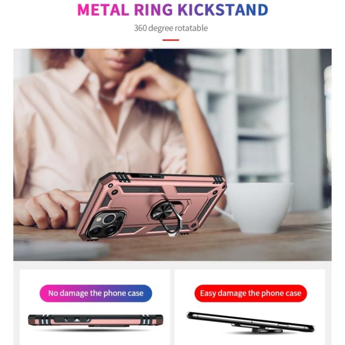 Bild 3, iPhone 14 Pro Max Skal Shockproof Hybrid Ring Roséguld