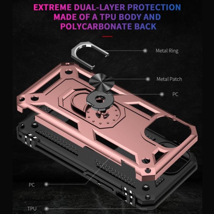 Bild 5, iPhone 14 Pro Max Skal Shockproof Hybrid Ring Roséguld