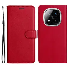 Xiaomi Redmi Note 14 Pro/Pro Plus 5G Fodral Solid L&auml;der R&ouml;d