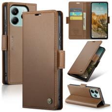 CASEME Xiaomi Redmi Note 14 5G Fodral RFID L&auml;der Brun