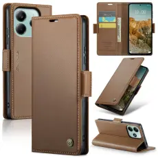 CASEME Xiaomi Redmi Note 14 5G Fodral RFID L&auml;der Brun