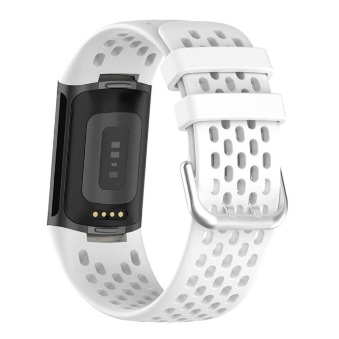 Bild 2, Fitbit Charge 6 / 5 Armband Silikon Ihåligt Vit