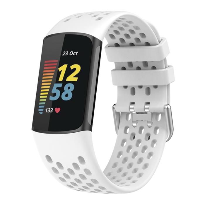 Bild 3, Fitbit Charge 6 / 5 Armband Silikon Ihåligt Vit