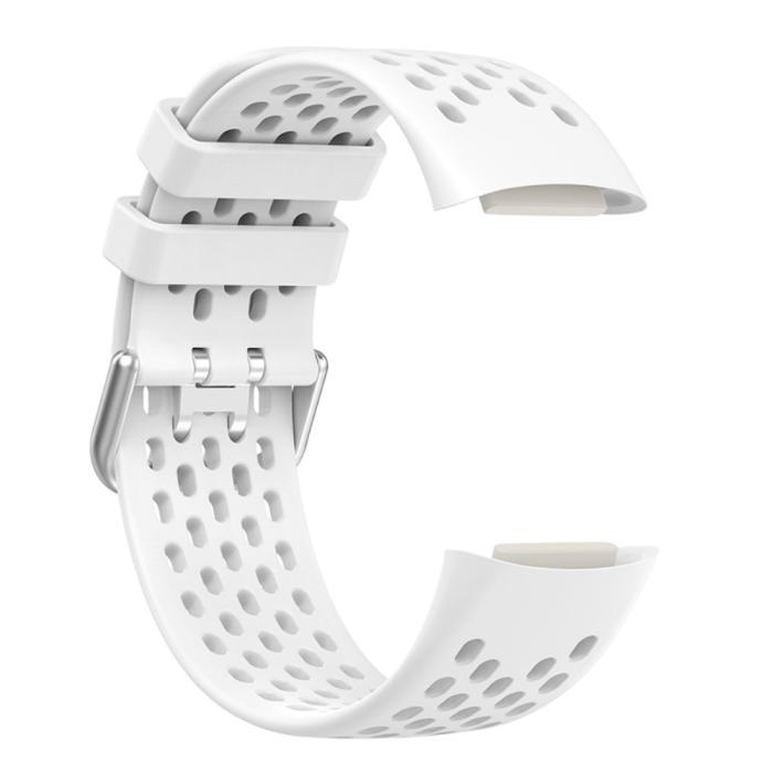 Bild 4, Fitbit Charge 6 / 5 Armband Silikon Ihåligt Vit