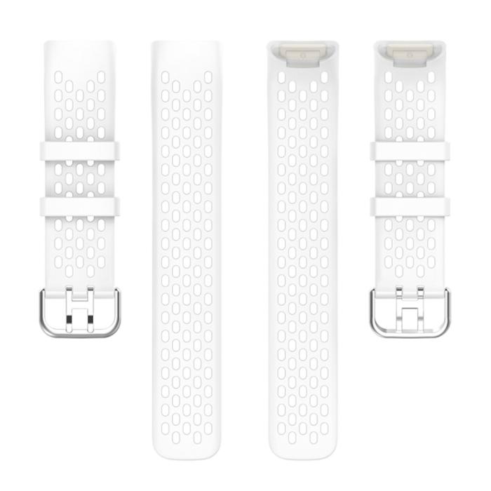 Bild 5, Fitbit Charge 6 / 5 Armband Silikon Ihåligt Vit