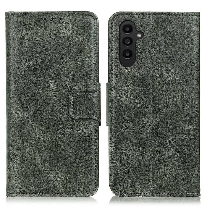 Bild 1, Galaxy A14 4G/5G Fodral Split Läder Crazy Horse Svartgrön