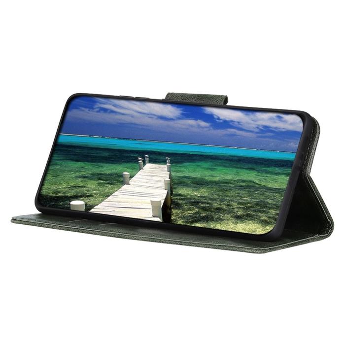 Bild 3, Galaxy A14 4G/5G Fodral Split Läder Crazy Horse Svartgrön
